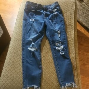 Aeropostale Distressed Skinny Jeans in Dark Blue